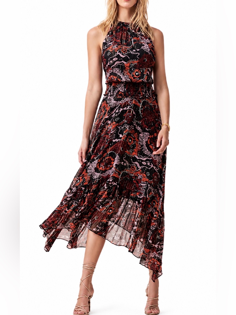 ALC Bardot halter multi colored dress